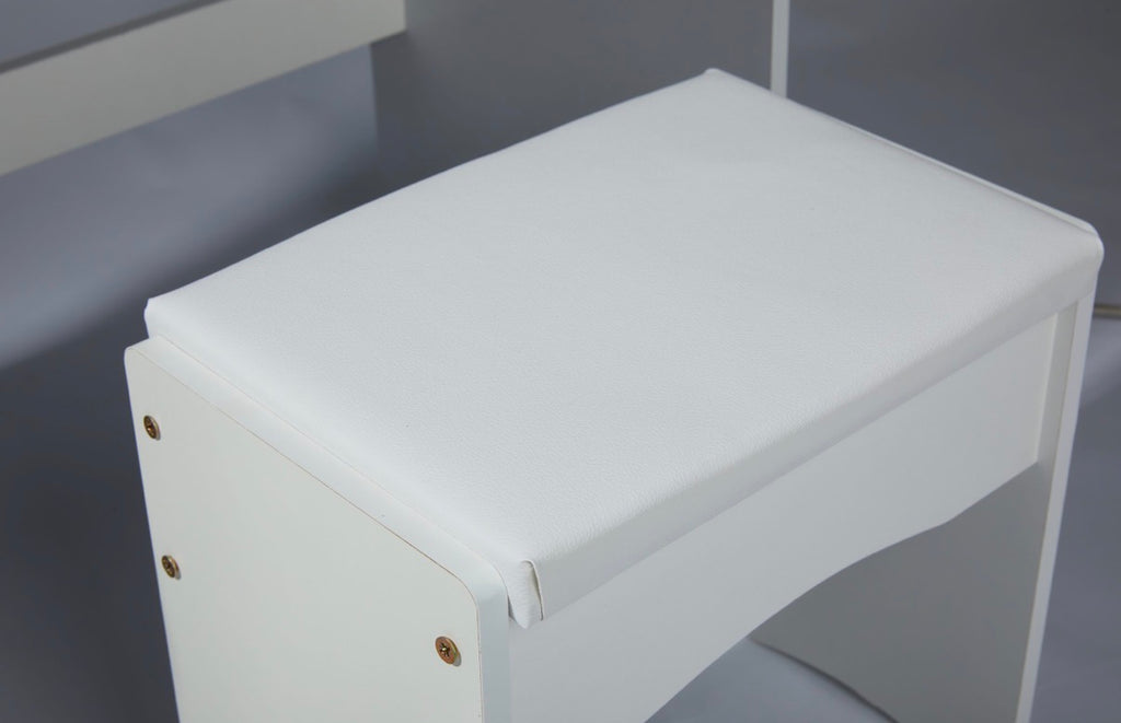 White LED Makeup Vanity with Matching Stool