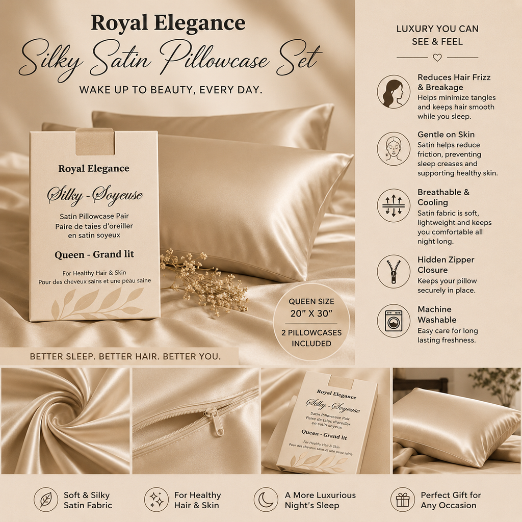 Silky Satin Pillowcase - Champagne