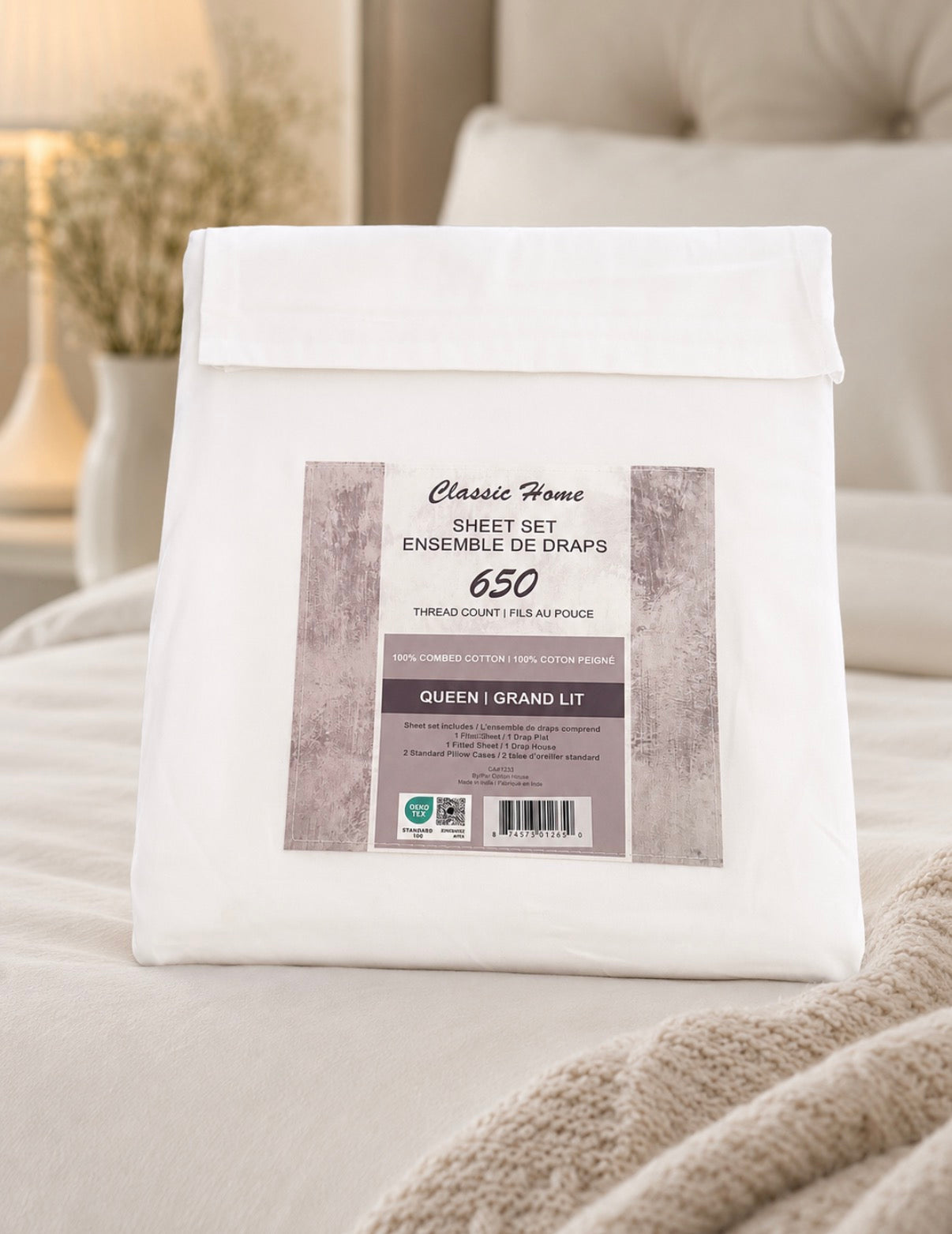 650 Thread Count 100% Combed Cotton Sheet Set