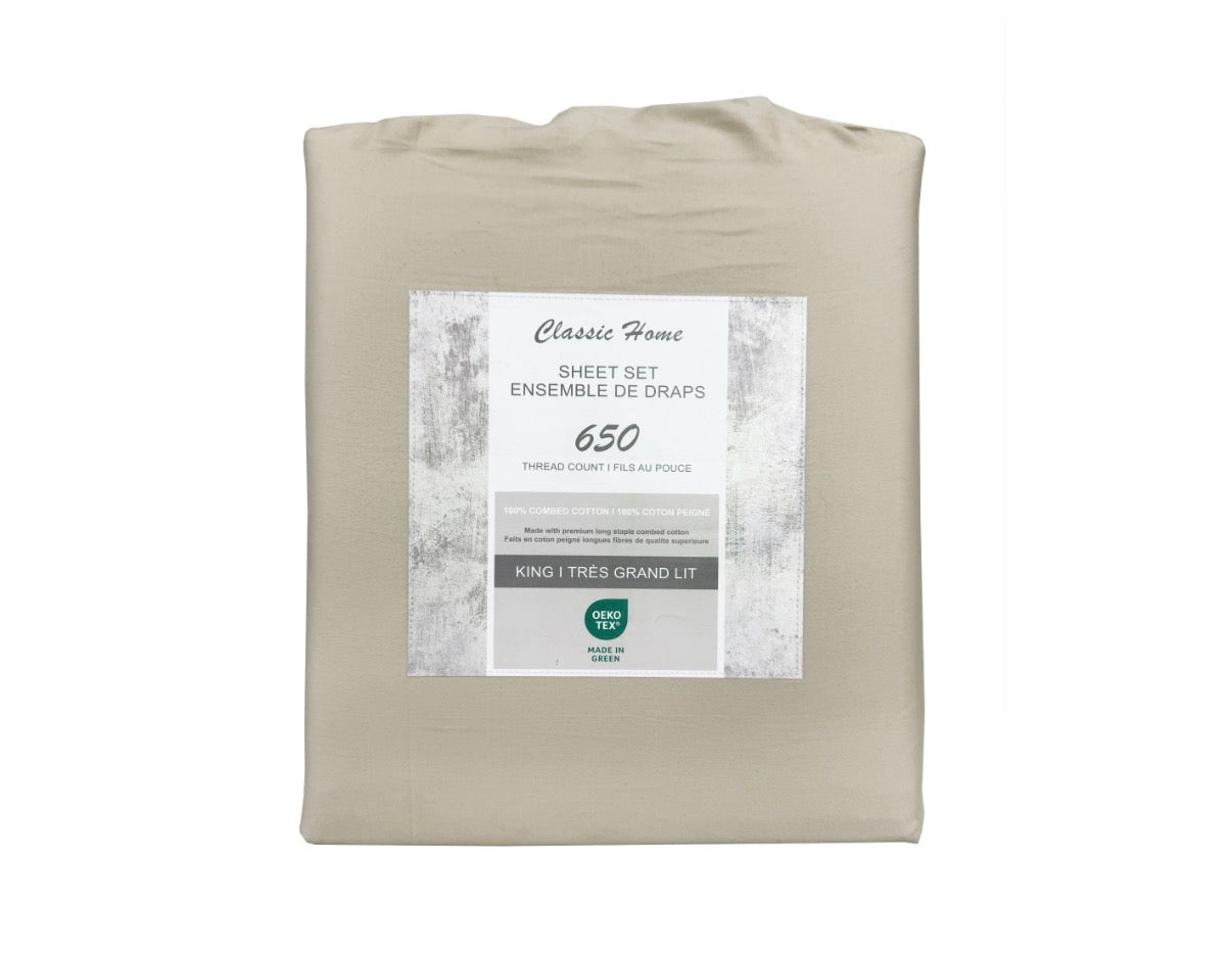 650 Thread Count 100% Combed Cotton Sheet Set